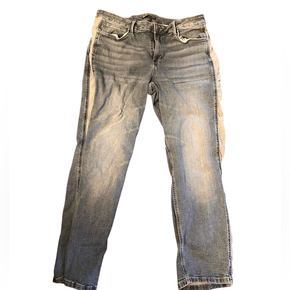 Simply Vera Wang Mid Rise Denim Stripe Jeans Straight Leg Size 14